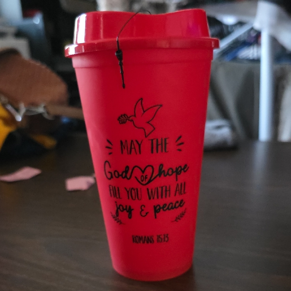 Red Inspirational Tumbler with Lid